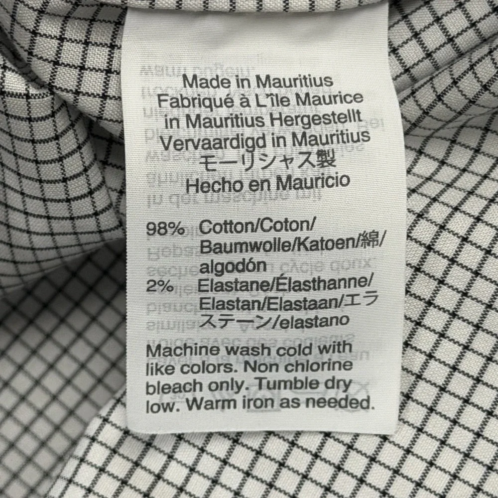 J Crew Ludlow Dress Shirt Mens 16.5/35‎ Slim Fit White Grid Check Cotton Stretch